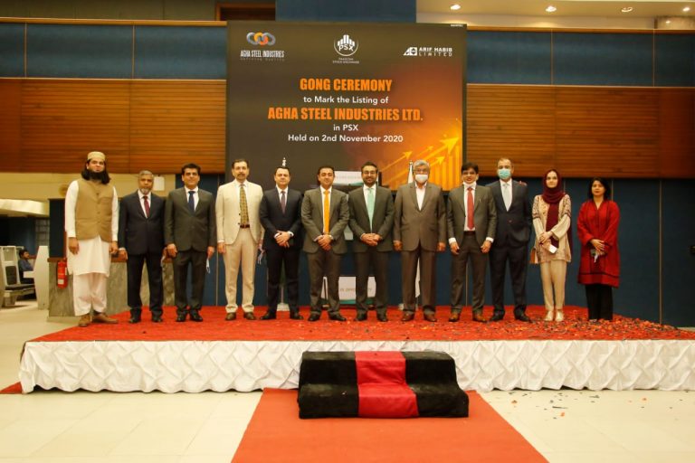 PSX holds gong ceremony upon listing of Agha Steel Industries Ltd